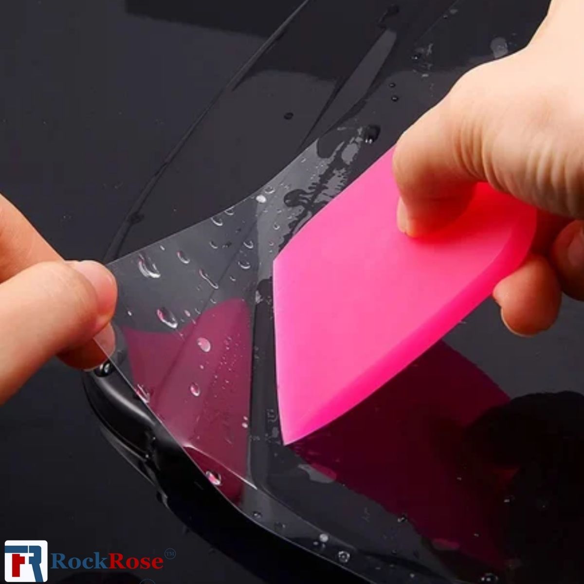 RockRose 4" × 3" Angled PPF & Vinyl Wrap Squeegee – Pink