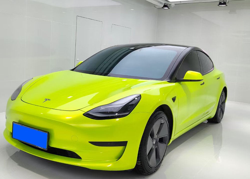 RockRose Ultra-Gloss Lime Green Vinyl Wrap — Mirror-Finish, Bubble-Free Cast Vinyl