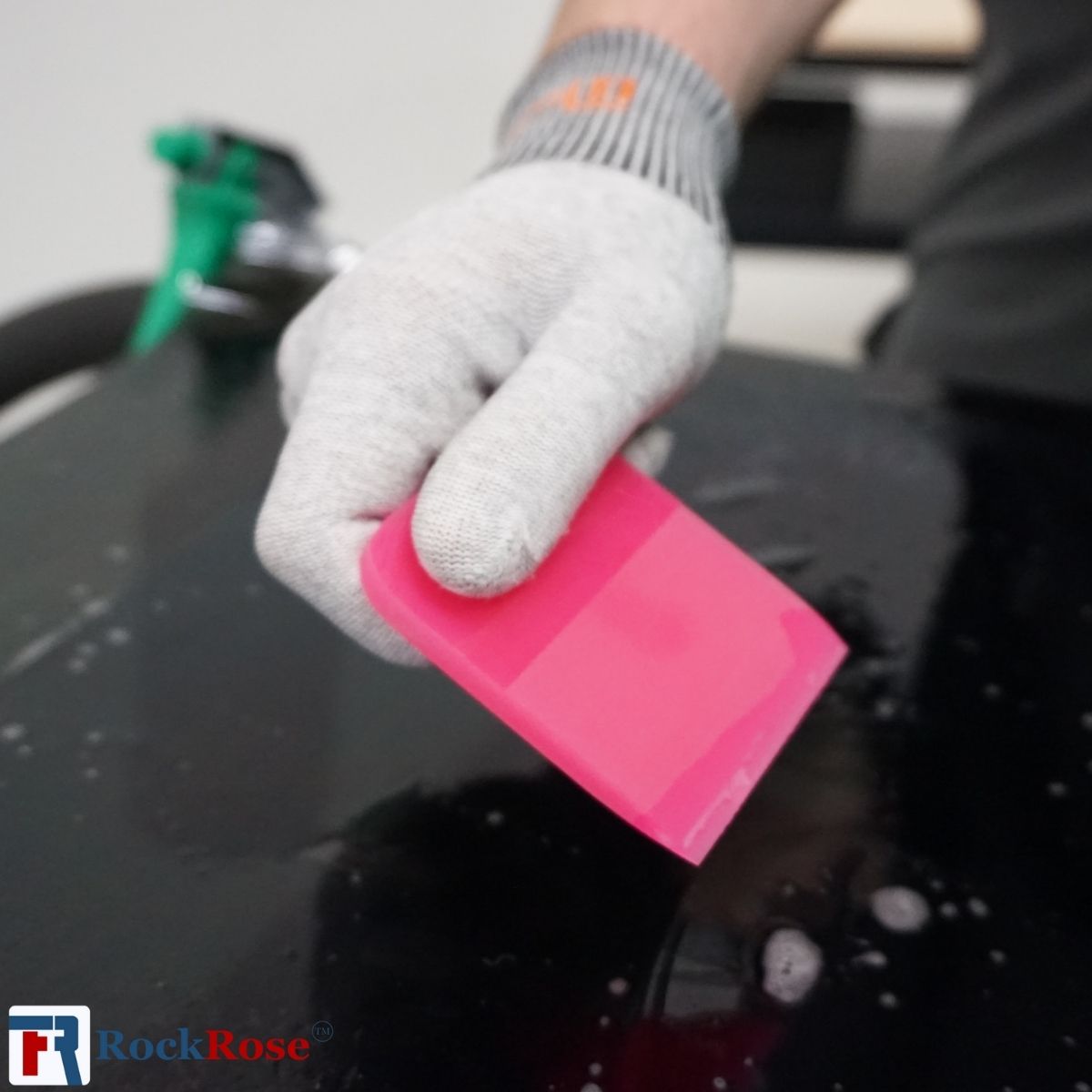 RockRose Soft TPU PPF / Vinyl Wrap Squeegee 2.5" × 3" Pink Scratch-Free