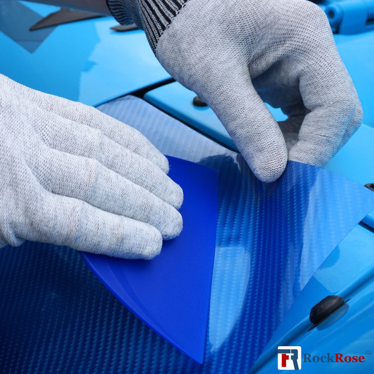 RockRose Hard Card Squeegee – Vinyl Wrap & Window Tint Installation Tool (Blue)