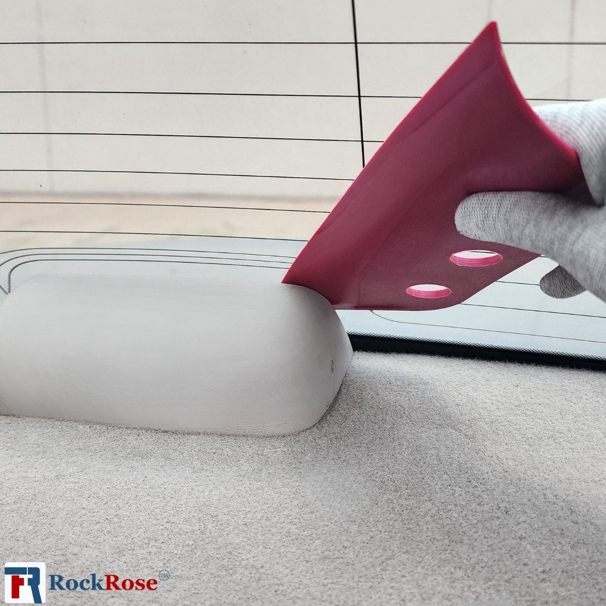 RockRose Tail Fin Squeegee Tool – Precision Curved Squeegee for Window Film & Tint