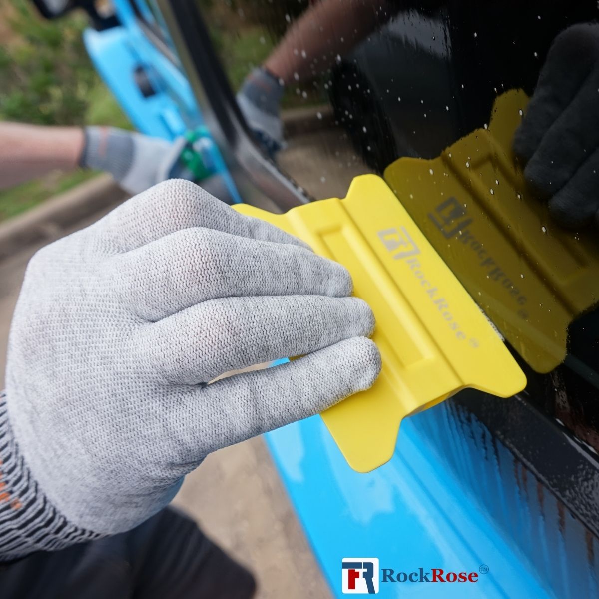 RockRose Soft Felt-Edge Yellow Wing Squeegee for Film & Wrap