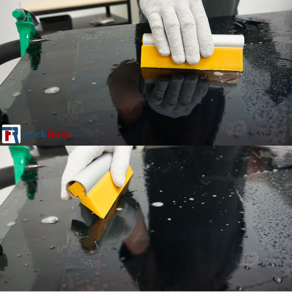 4" Yellow Turbo Squeegee with Rubber Handle – Vinyl Wrap & Window Tint Tool | RockRose