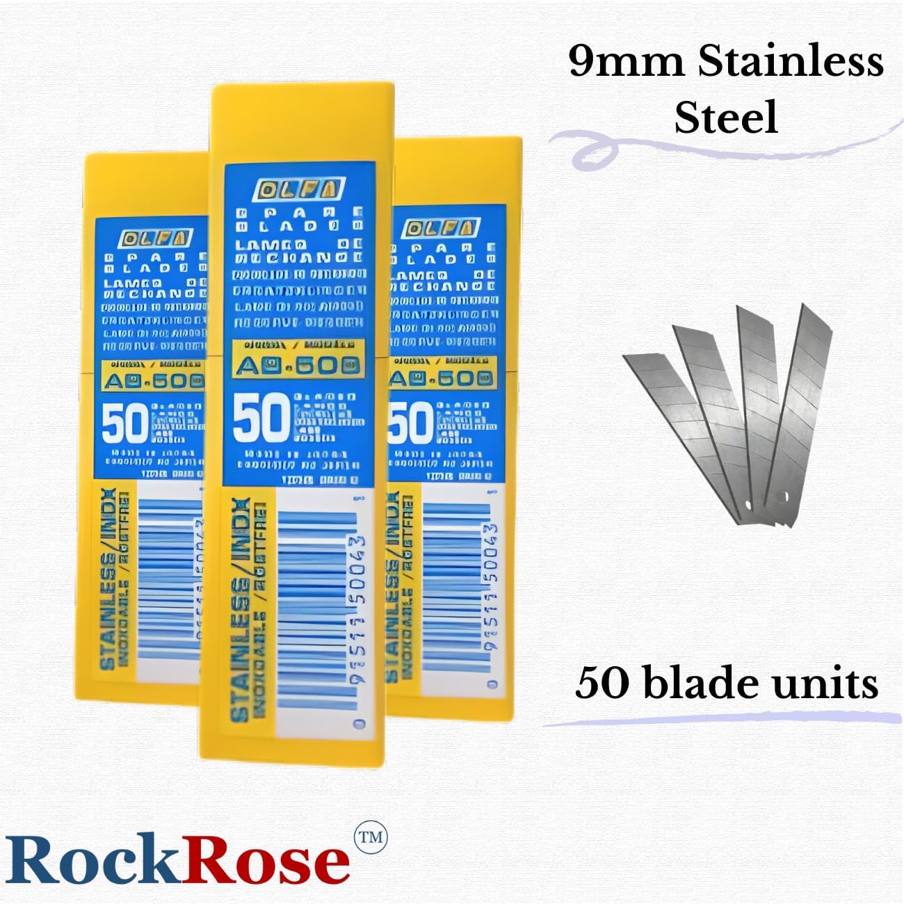 Olfa Stainless Steel Replacement Blades 50-Pack – Precision Snap-Off Blades for Tint & PPF