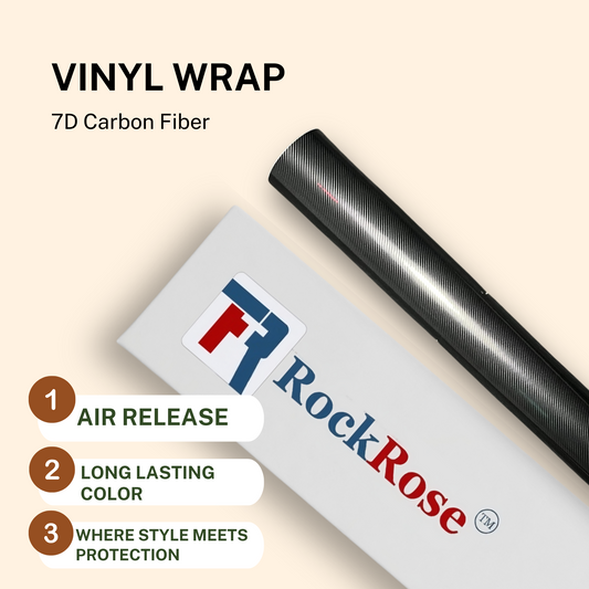 Rockrose 7D Carbon Fiber Vinyl Wrap with Twill Weave Style - Carbon Fiber Vinyl Wrap for Cars with Air Release Feature for Installation - Self-Adhesive Vinyl Car Wrap
