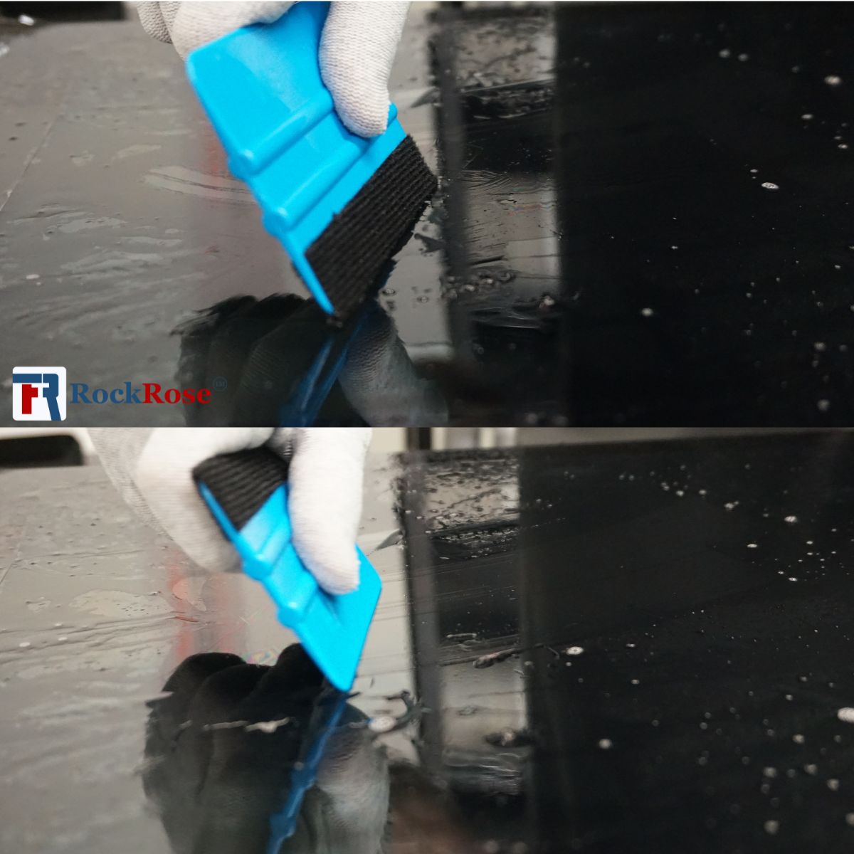 Blue Felt Vinyl Wrap Application Card – Precision Felt Squeegee Tool