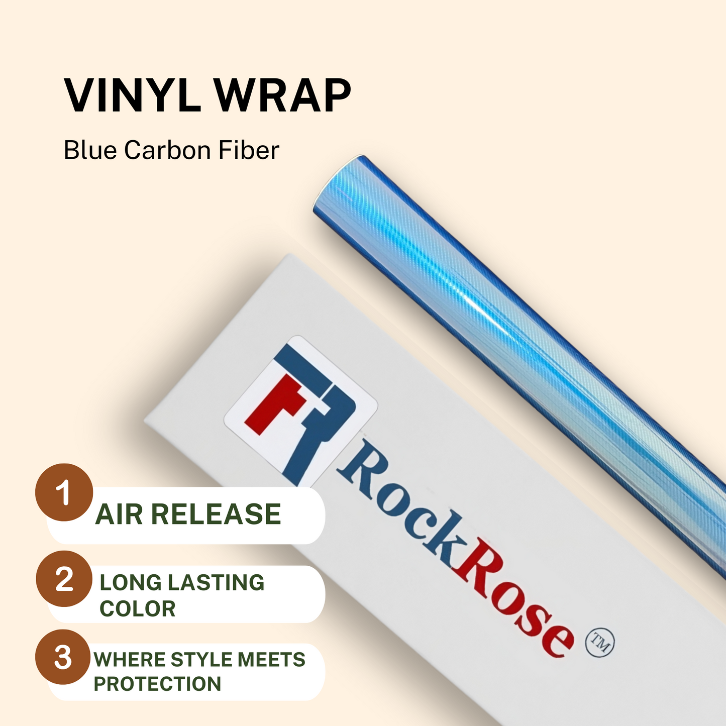 Rockrose 5D Carbon Fiber Vinyl Wrap – Car & Vehicle Wrap Carbon Fiber, Air Release Twill Weave