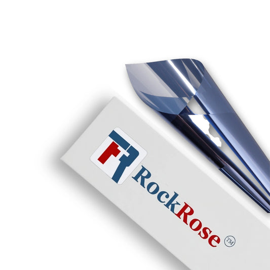 RockRose Blue silver one way mirror product with logo on a white background