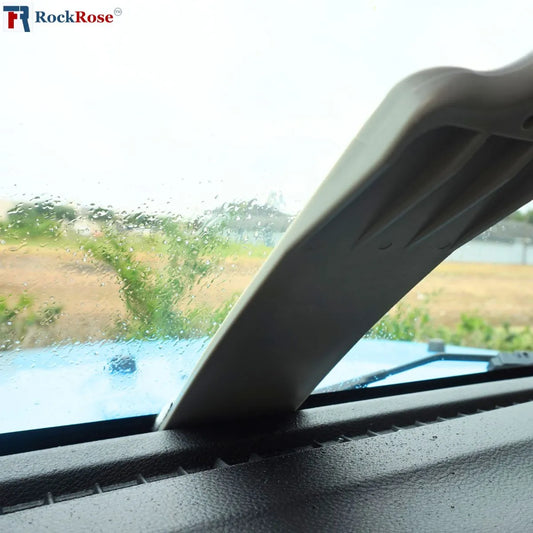 Using a Long‑Handle Scrubber Squeegee on a car winshield