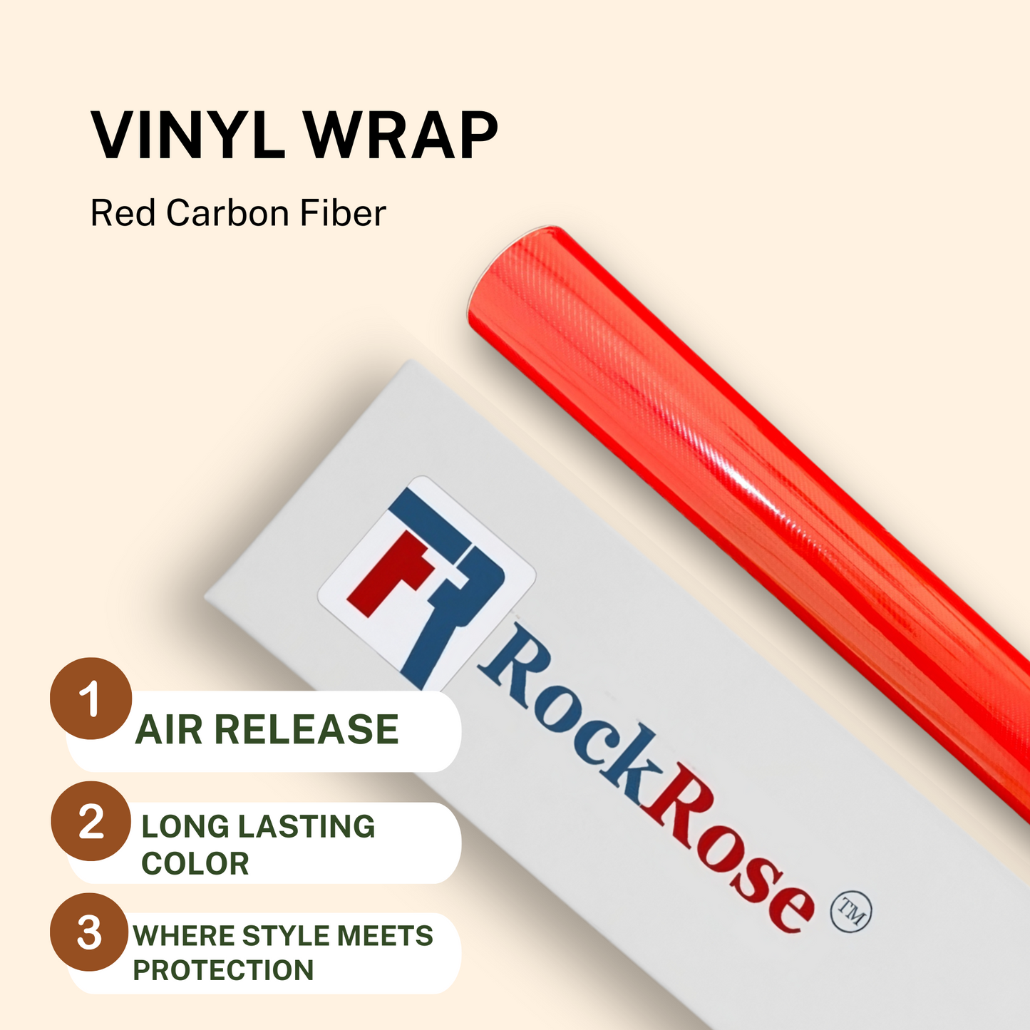 Rockrose 5D Carbon Fiber Vinyl Wrap – Car & Vehicle Wrap Carbon Fiber, Air Release Twill Weave