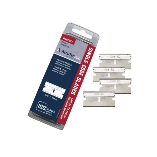 Precision Stainless Steel Single-Edge Scraper Blades – 100-Pack for Vinyl & Window Tint Cutting
