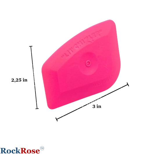 Pink plastic tool with measurements on a white background, featuring the RockRose brand.