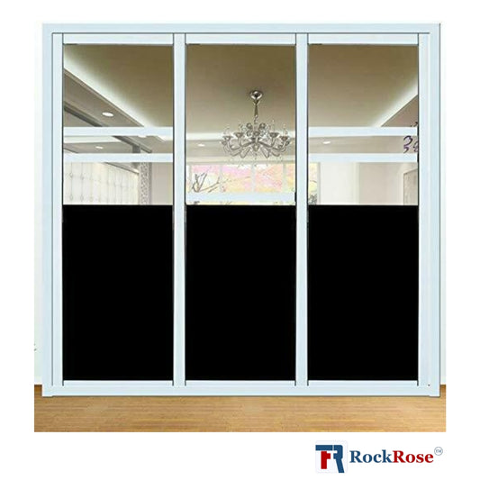 RockRose blackout film for windows applied to home glasses