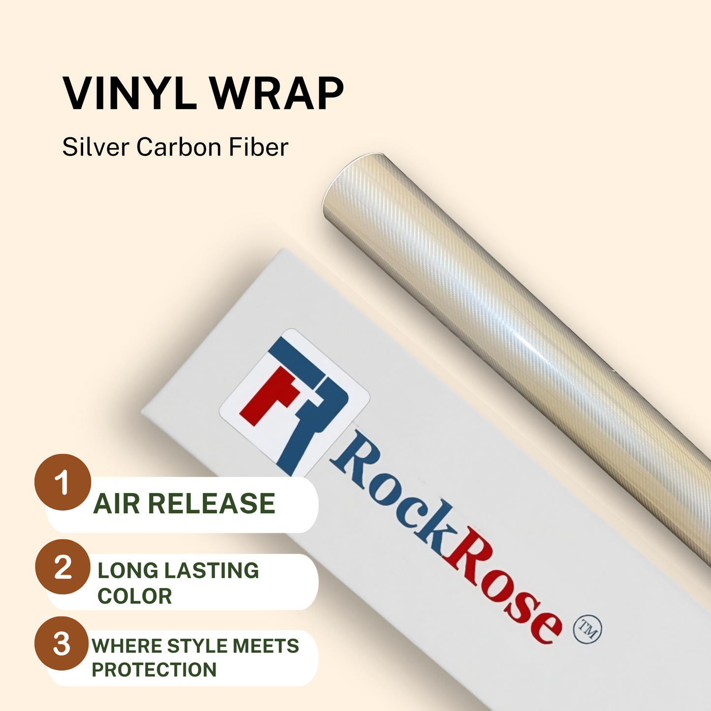 Rockrose 5D Carbon Fiber Vinyl Wrap – Car & Vehicle Wrap Carbon Fiber, Air Release Twill Weave