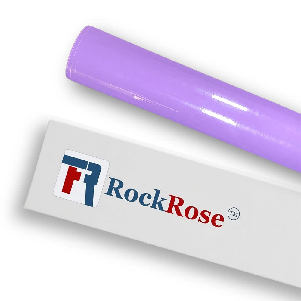 Roll of purple vinyl with RockRose branding on a white background