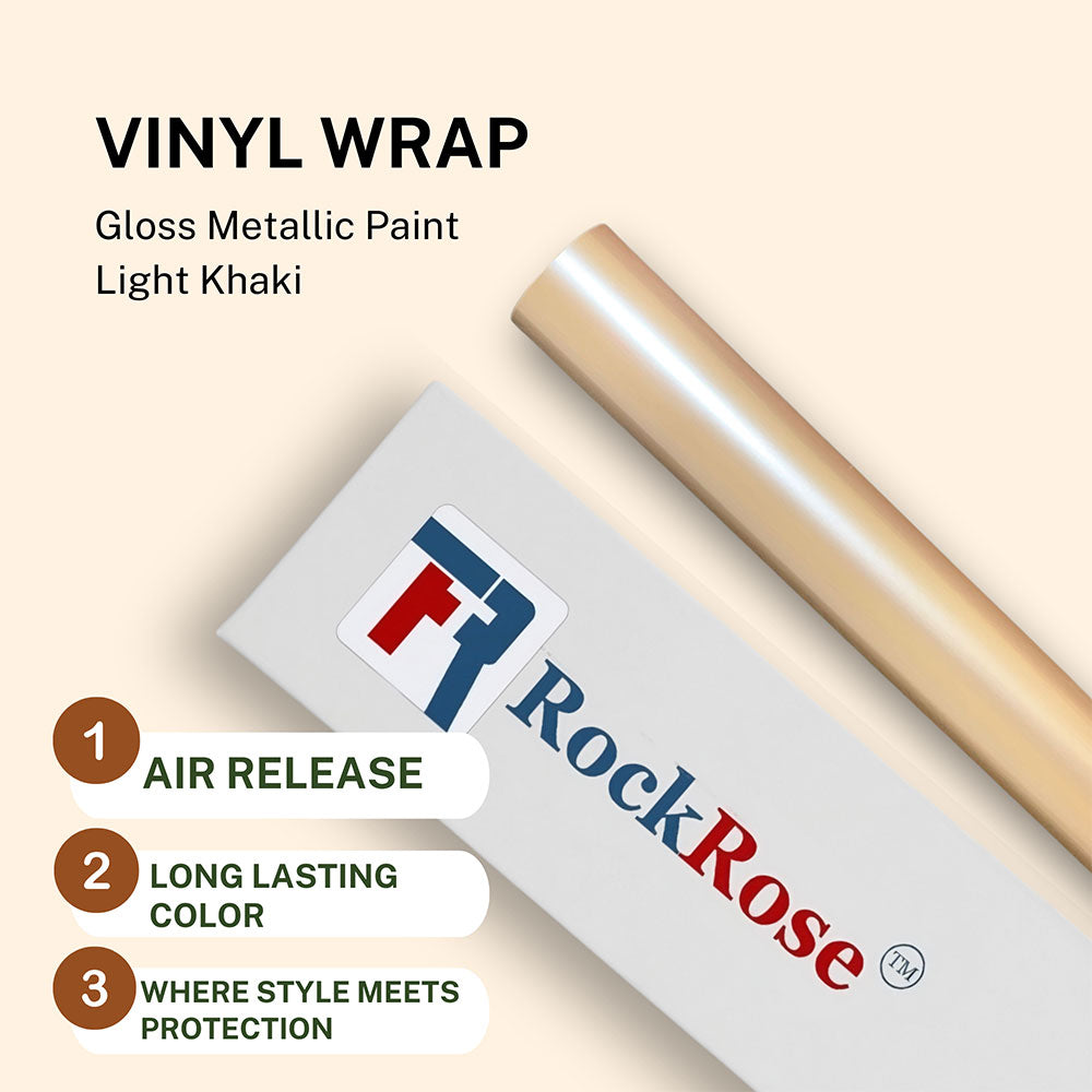 Khaki Gloss Metallic Vinyl Wrap – Premium Car Wrap Film | RockRose