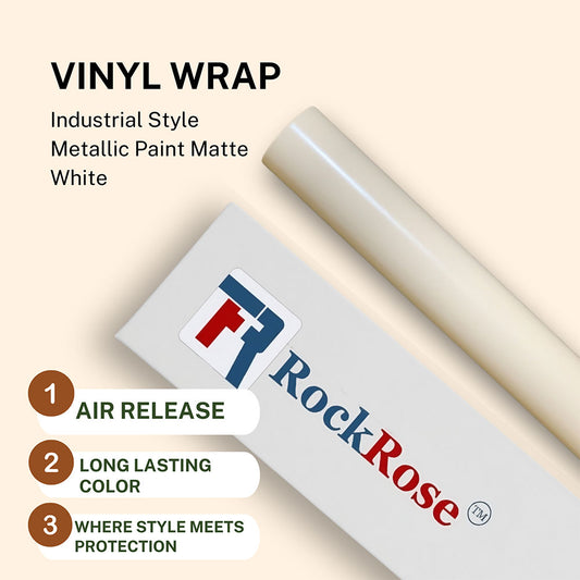 RockRose Vinyl Wrap Industrial Style Metallic Paint Matte White