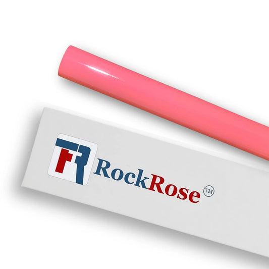Roll of pink vinyl with RockRose branding on a white background
