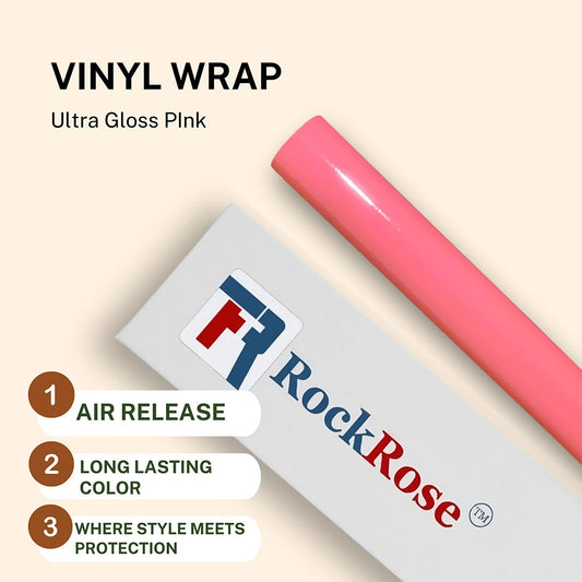 RockRose vinyl wrap roll with packaging on a beige background