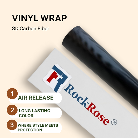 Rockrose 3D Carbon Fiber Vinyl Wrap with Twill Weave Style - Carbon Fiber Vinyl Wrap for Cars with Air Release Feature for Installation - Self-Adhesive Vinyl Car Wrap