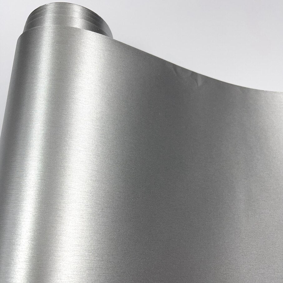 Brushed Chrome Vinyl Wrap Film – Self-Adhesive Air-Release Automotive Wrap (DIY Roll)