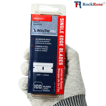 Rockrose Single Edged Blade for Precision Cutting - Stainless Steel Material Scraper Blade for Car Vinyl & Window Tint - Best Single Edge Blades for Smooth Cuts Around Edges - Pack of 100