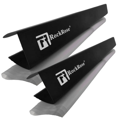 Two black and clear plastic door panel protector with 'RockRose' branding on a white background