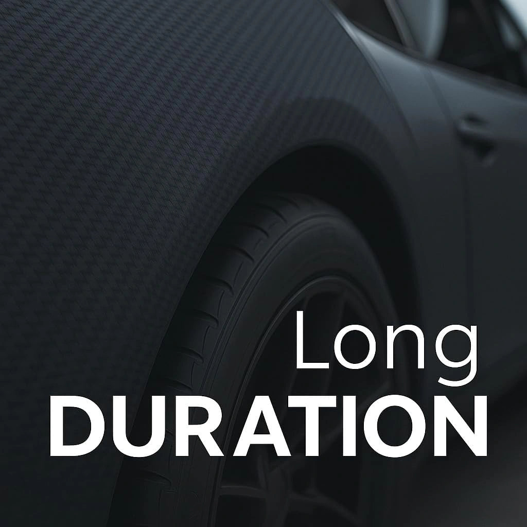 Matte 3D vinyl wrap applied to vehicle body panel emphasizing long-lasting durability and protection.