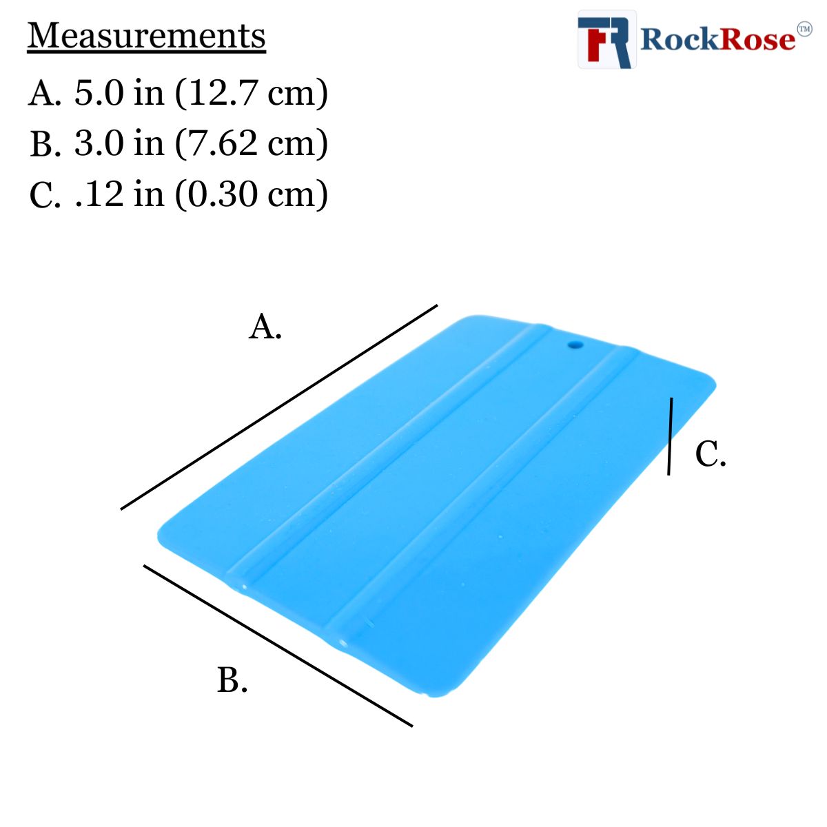 RockRose Card Squeegee for Precision Application - Window Film Squeegee Card with Comfortable to Handle Feature - Tool for Precise Movements During Installations - Blue