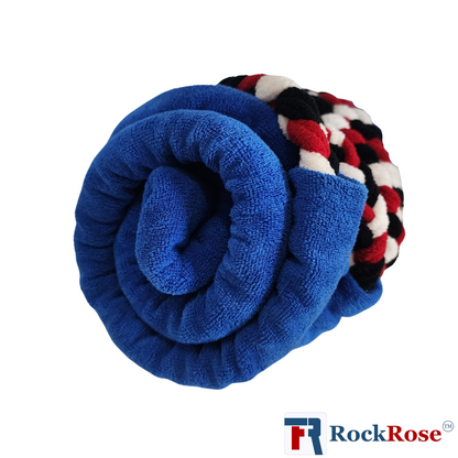 RockRose Towel Dashboard Cover to Protect & Style Your Vehicle’s Interior - Highly Absorbent Covers for Dashboard with Strand Dipped Rope - Dashboard Protector Cover with Microfiber Material - Blue