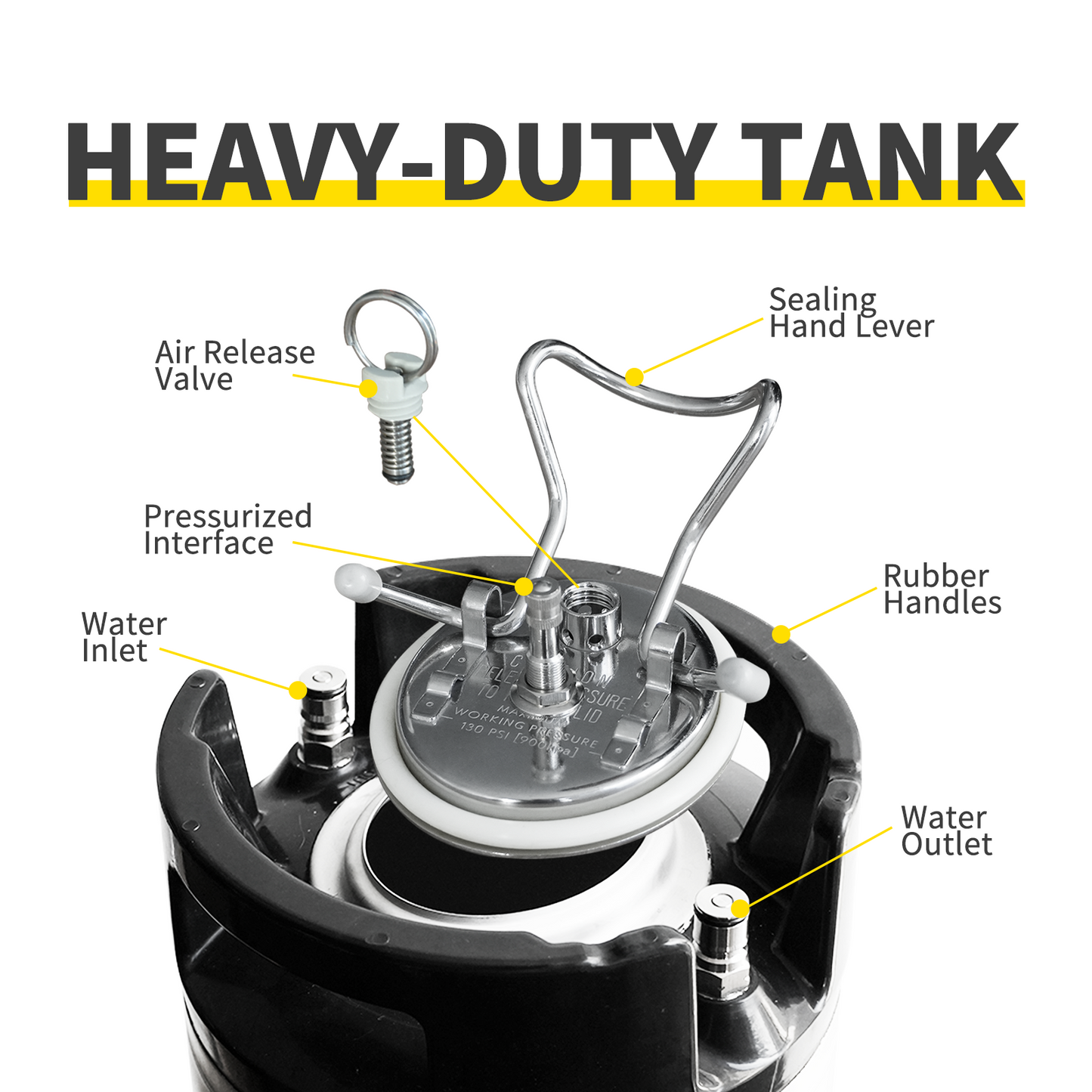 RockRose Premium Spray Tank Cap Replacement – 304 Stainless Steel Pressure Relief Valve, Leak-Proof Silicone O-Ring for Detailers, Car Washers & Tint Professionals