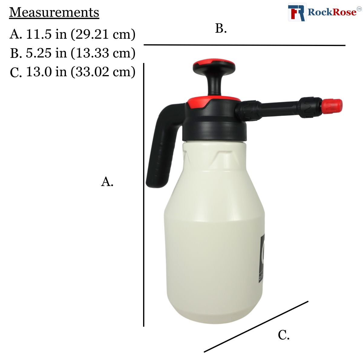 Rockrose Pressure Pump Sprayer Bottle for Household Cleanings - Adjustable Nozzle Chemical Spray Pump with Atomization Acid & Alkali-Resistant - Garden Sprayer with Aluminum Pump Lever - 2 Liter