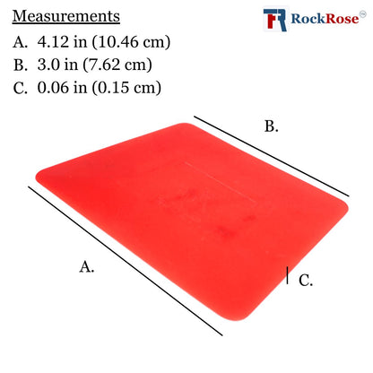 RockRose 4" Hard Card Squeegee for Precision Application - Window Film Squeegee Card with Comfortable to Handle Feature - Tool for Precise Movements During Installations - Red