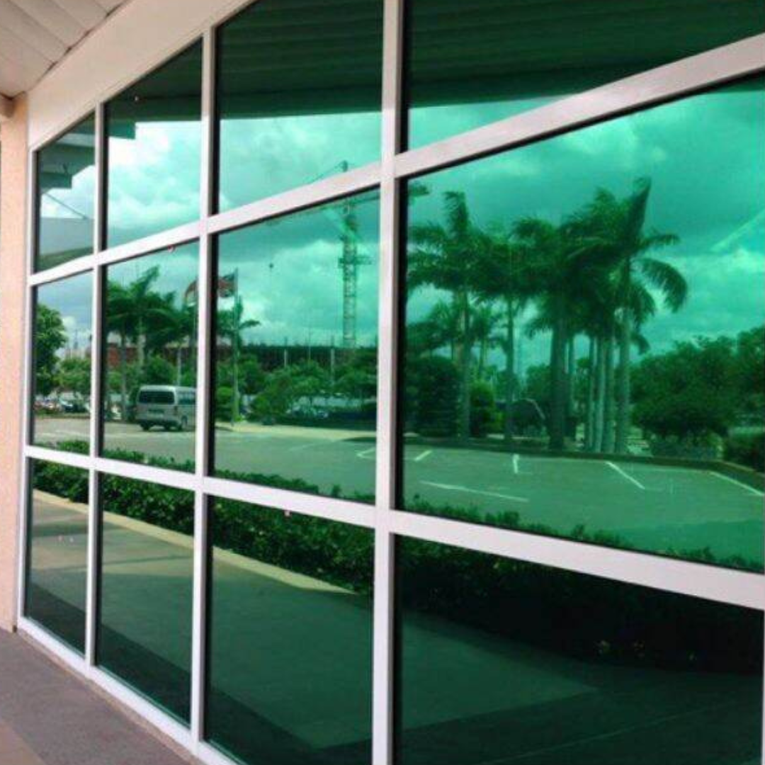 RockRose PET Building Tint Window Shield: Reflective Daytime Privacy Film with Heat Block, UV Protection, and Home/Office Enhancement