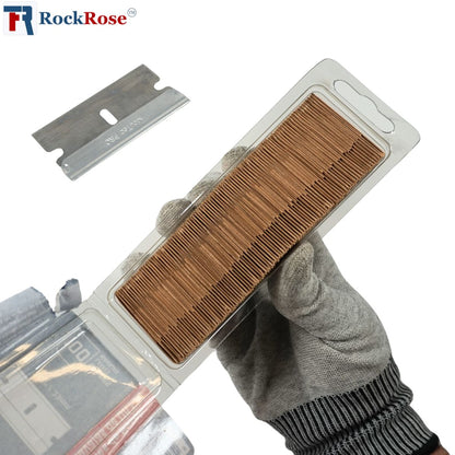 Rockrose Single Edged Blade for Precision Cutting - Stainless Steel Material Scraper Blade for Car Vinyl & Window Tint - Best Single Edge Blades for Smooth Cuts Around Edges - Pack of 100