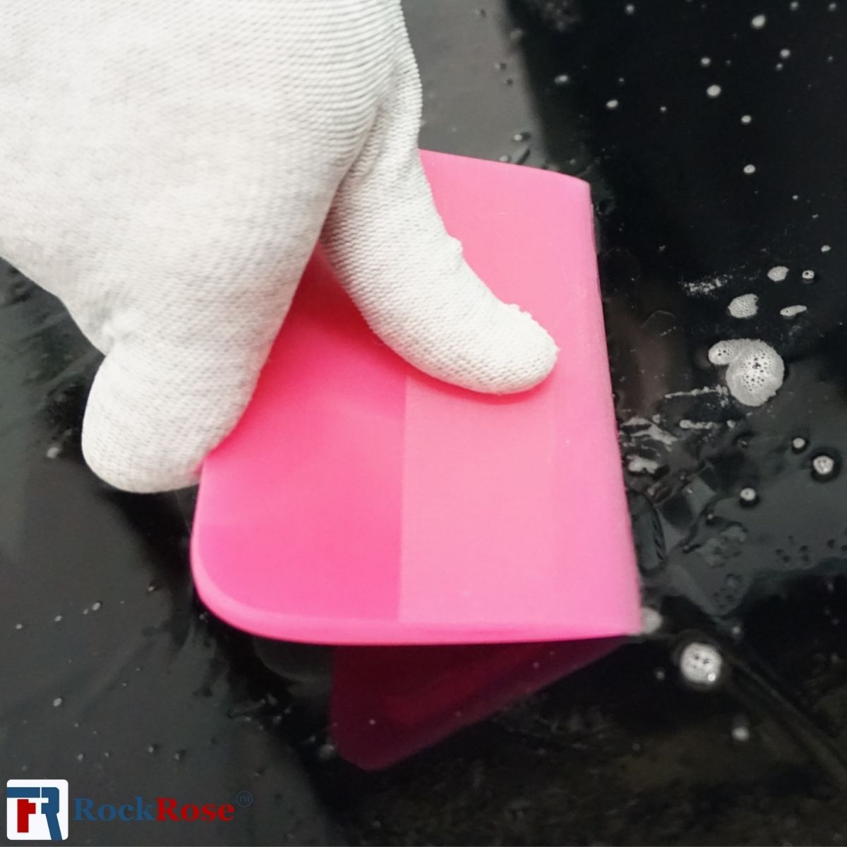 RockRose Pink PPF Squeegee Angled - 4 x 3 inches : Film Application Tool for Bubble-Free, Professional Finishes - Compact and Efficient Vinyl Wrapping Squeegee (2 Units)