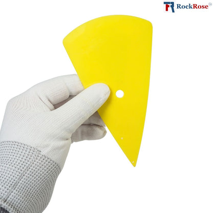 Rockrose Contour Squeegee for Smooth Vinyl Wrapping - Round Triangle Shape Contour Window Tint Tool - Perfect Window Tint Squeegee Tool - Plastic Squeegee for Curves, Edges, & Tight Corners - Yellow