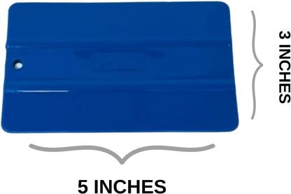 Rockrose Card Ridge Squeegee for Precision Application - Window Film Squeegee Card with Comfortable to Handle Feature - Tool for Precise Movements During Installations - Pack of 3 - Blue W Ridge