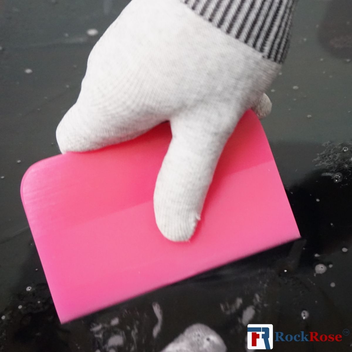 RockRose Pink PPF Squeegee Angled - 4 x 3 inches : Film Application Tool for Bubble-Free, Professional Finishes - Compact and Efficient Vinyl Wrapping Squeegee (2 Units)