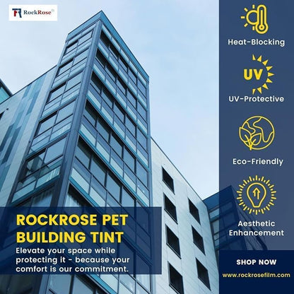 RockRose Reflective Building Tint Film to Enhance Privacy & Style - One Way Window Film Tint for Home Windows & Commercial Purpose - VLT Mirror Tint with 99% UV Blocking Feature