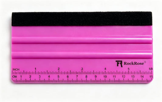 RockRose 5.9" Squeegee with Felt Edge & Inch Ruler, Professional Vinyl Wrap, PPF & Window Tint Installation Tool