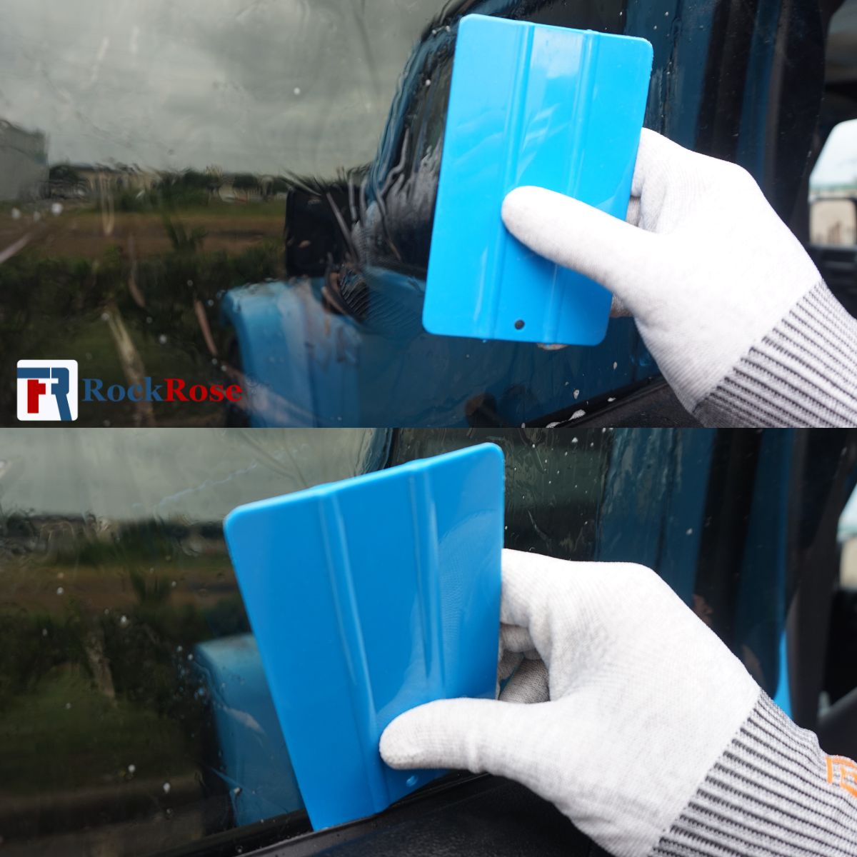 RockRose Card Squeegee for Precision Application - Window Film Squeegee Card with Comfortable to Handle Feature - Tool for Precise Movements During Installations - Blue