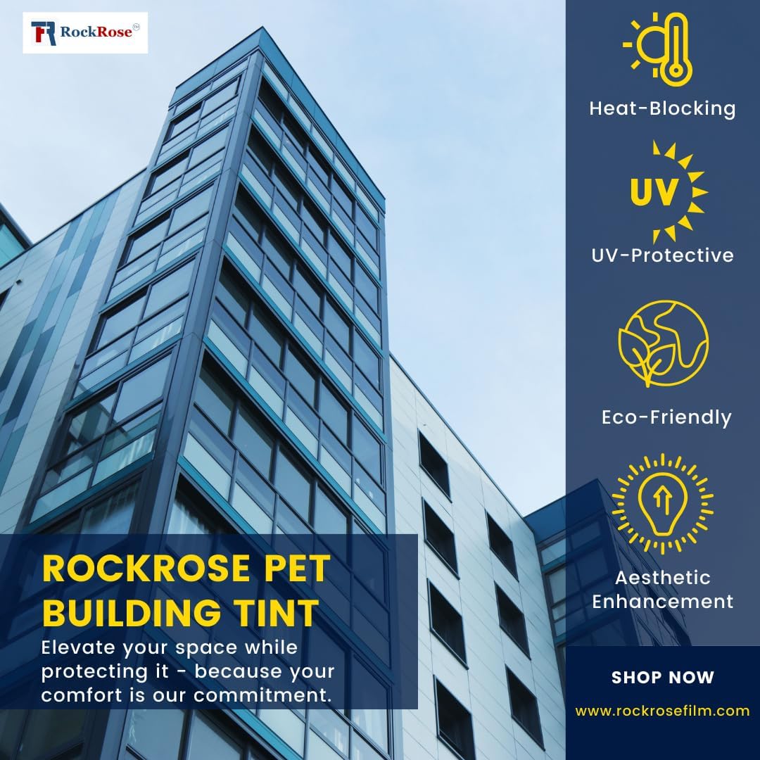 RockRose Mirror Silver Tint Film to Enhance Privacy & Style - One Way Window Film Tint for Home Windows & Commercial Purpose - VLT Mirror Tint with 99% UV Blocking Feature - 5 Ft x 100 Ft