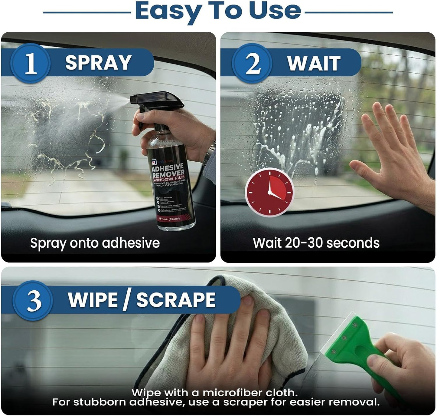 RockRose Professional Window Film Adhesive Remover – Automotive Tint Glue, Window Film Residue Cleaner