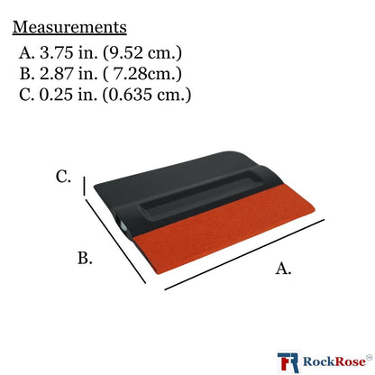 RockRose Black Bondo Squeegee w Felt - 4 Inch: Precision Window Tinting Tool for Auto Glass, Vinyl Wraps, and Paint Applications - 3 Units Pack (Black w Felt)