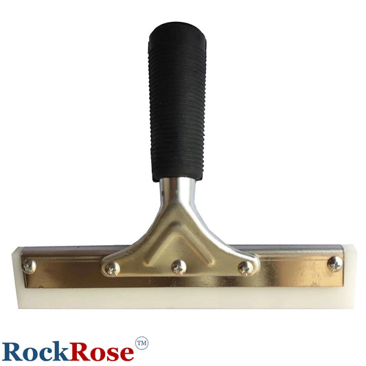 8-Inch Pro Squeegee with black handle and gold blade on a white background, featuring the RockRose brand.