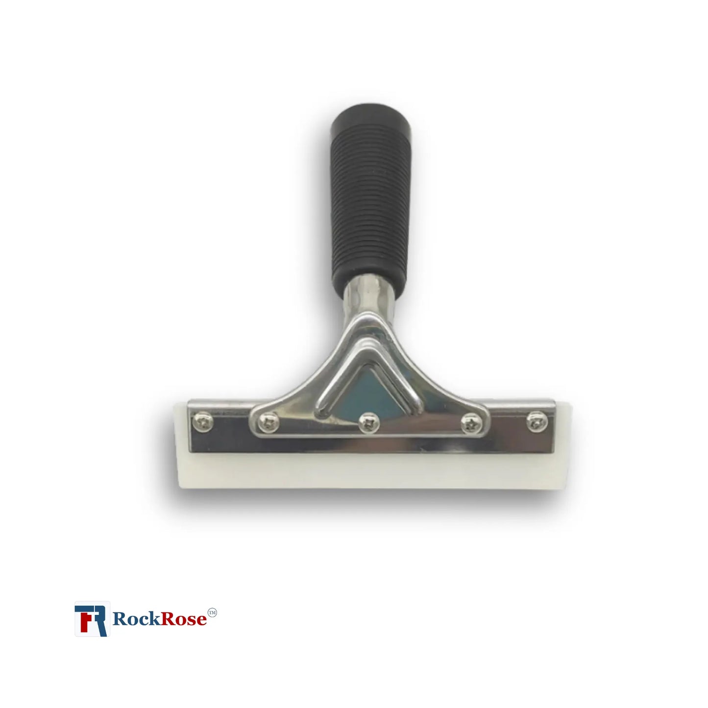 8-Inch Pro Squeegee with black handle on a white background, featuring the RockRose logo.