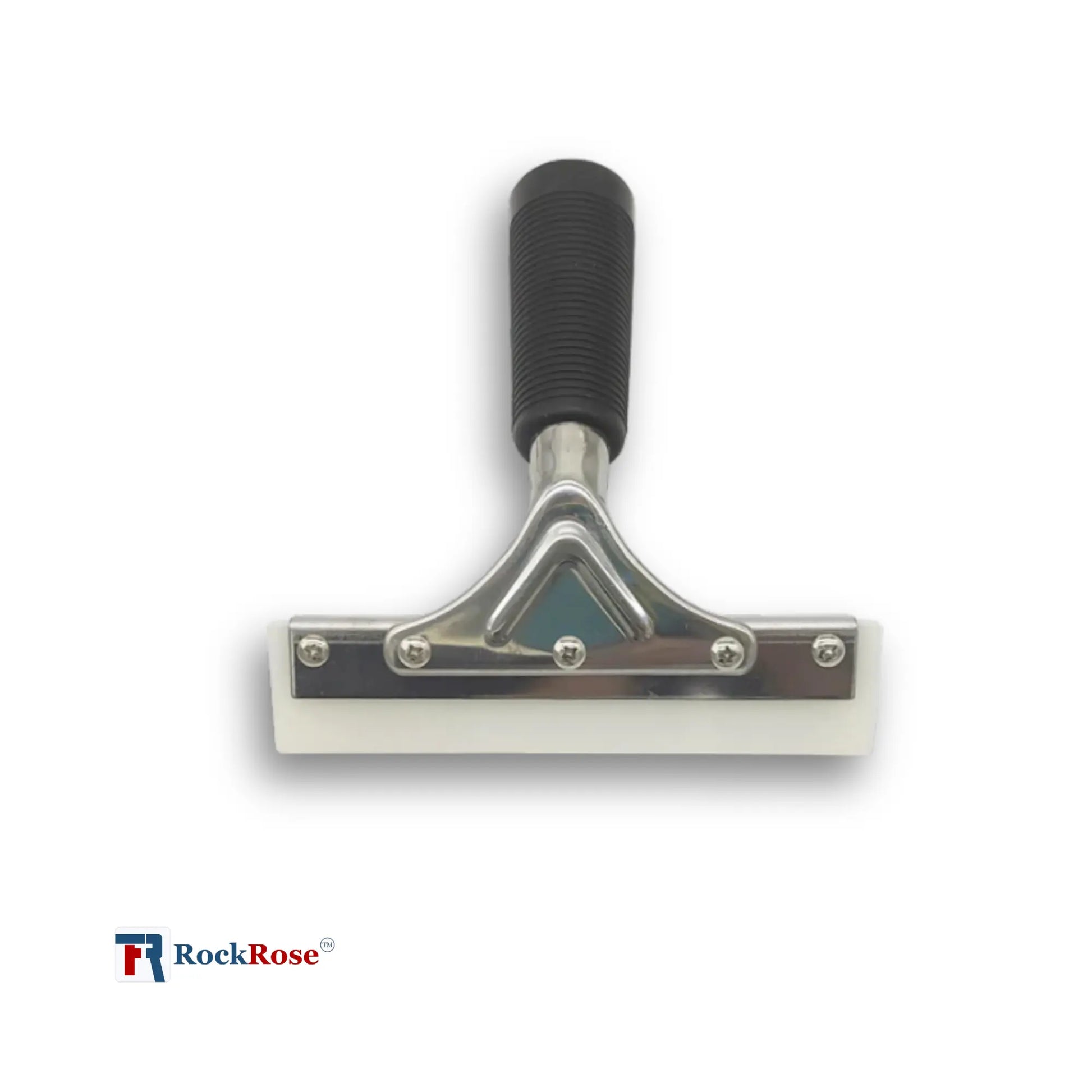8-Inch Pro Squeegee with black handle on a white background, featuring the RockRose logo.