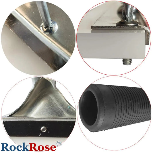 Close-up details of 8-Inch Pro Squeegee components with RockRose branding.