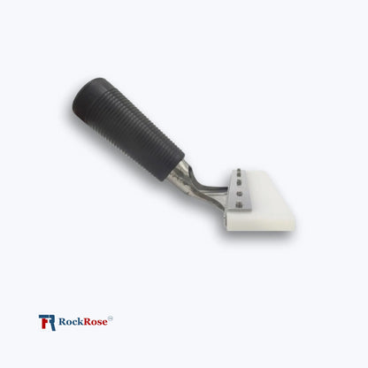 8-Inch Pro Squeegee tool with black handle and white blade on a white background, featuring RockRose logo.